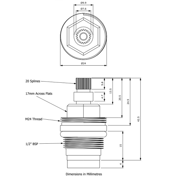 Tap Gland 1/2" BSP 20 Teeth GLAN005 Plumb Spares Direct